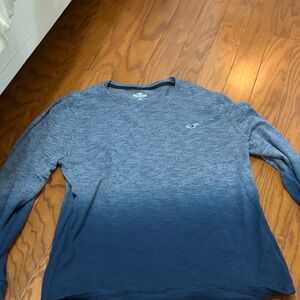 Hollister Men's Blue Ombre Long Sleeve Tee